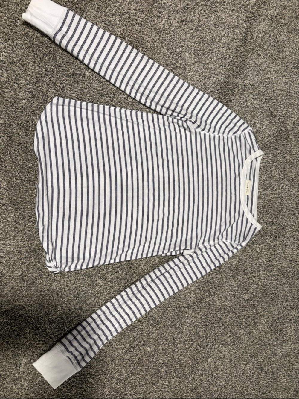 Thread & Supply White Tee with Navy Pinstripes